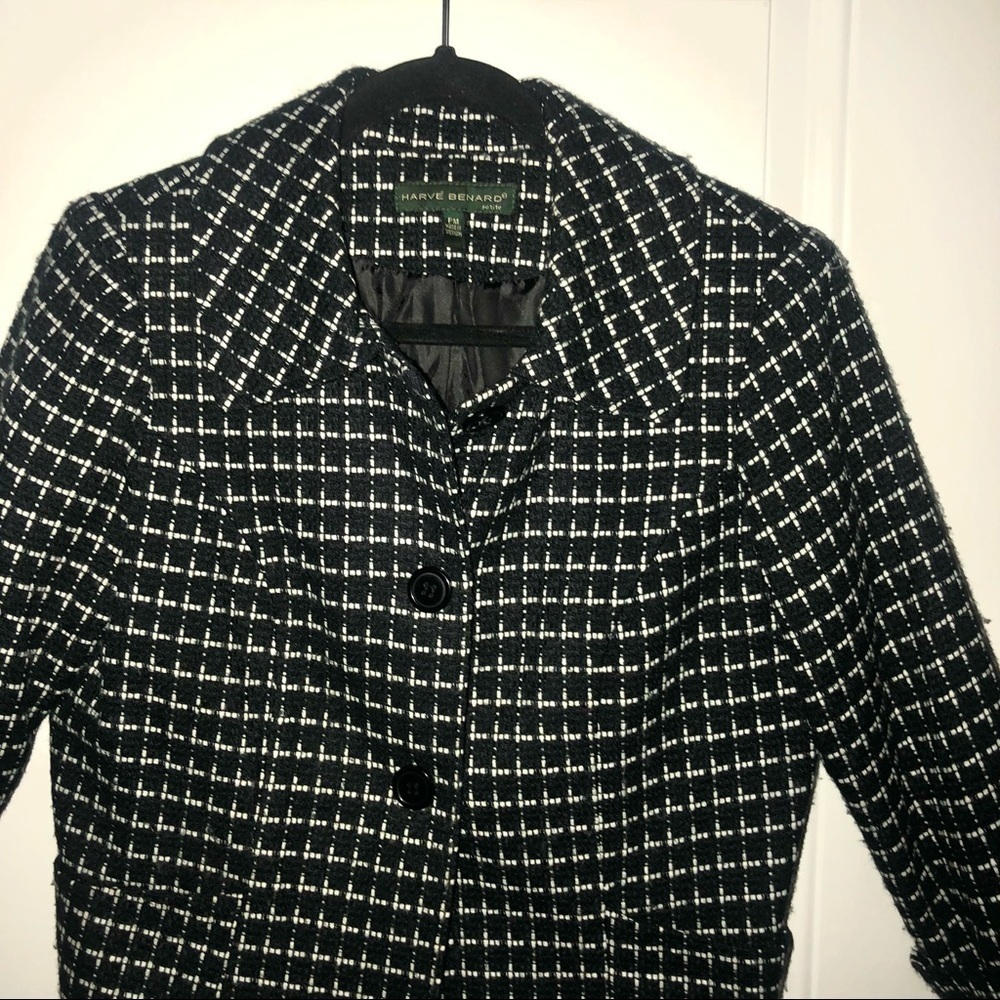 Harve Bernard Black and White Cropped Petite Jacket Petite Medium - Picture 4 of 10